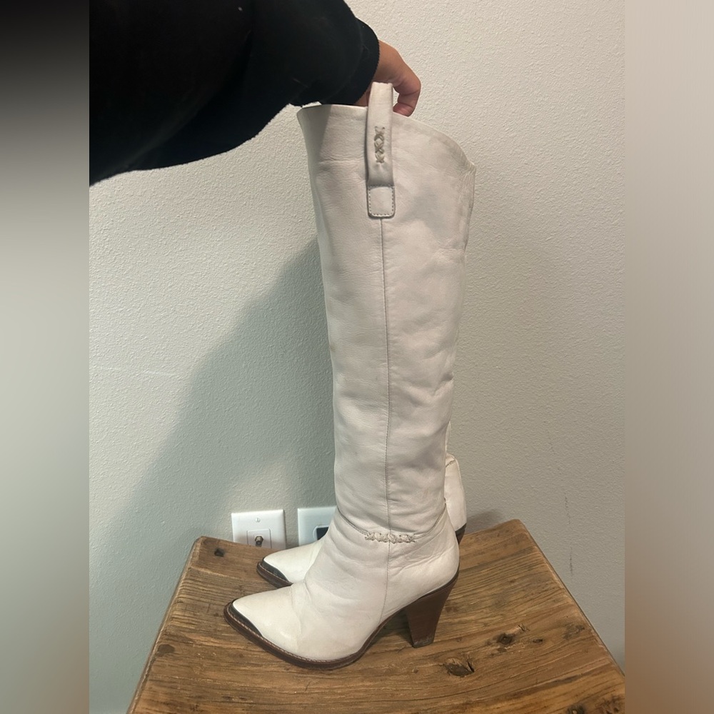 Free people white leather Stevie boot